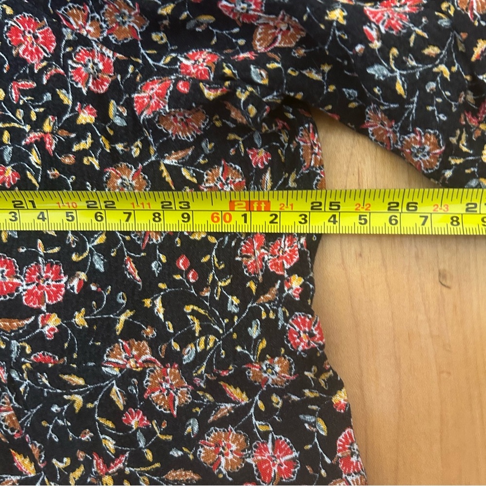 Old Navy-Black Floral‎ Blouse-Tassel Tie Neck-Sz XXL-Peasant-Boho-Cottagecore - Picture 11 of 11
